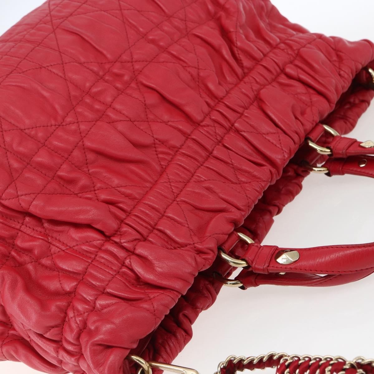 Christian Dior Delices Tote Cannage Quilt Leather, RED, LEATHER, Tote bag
