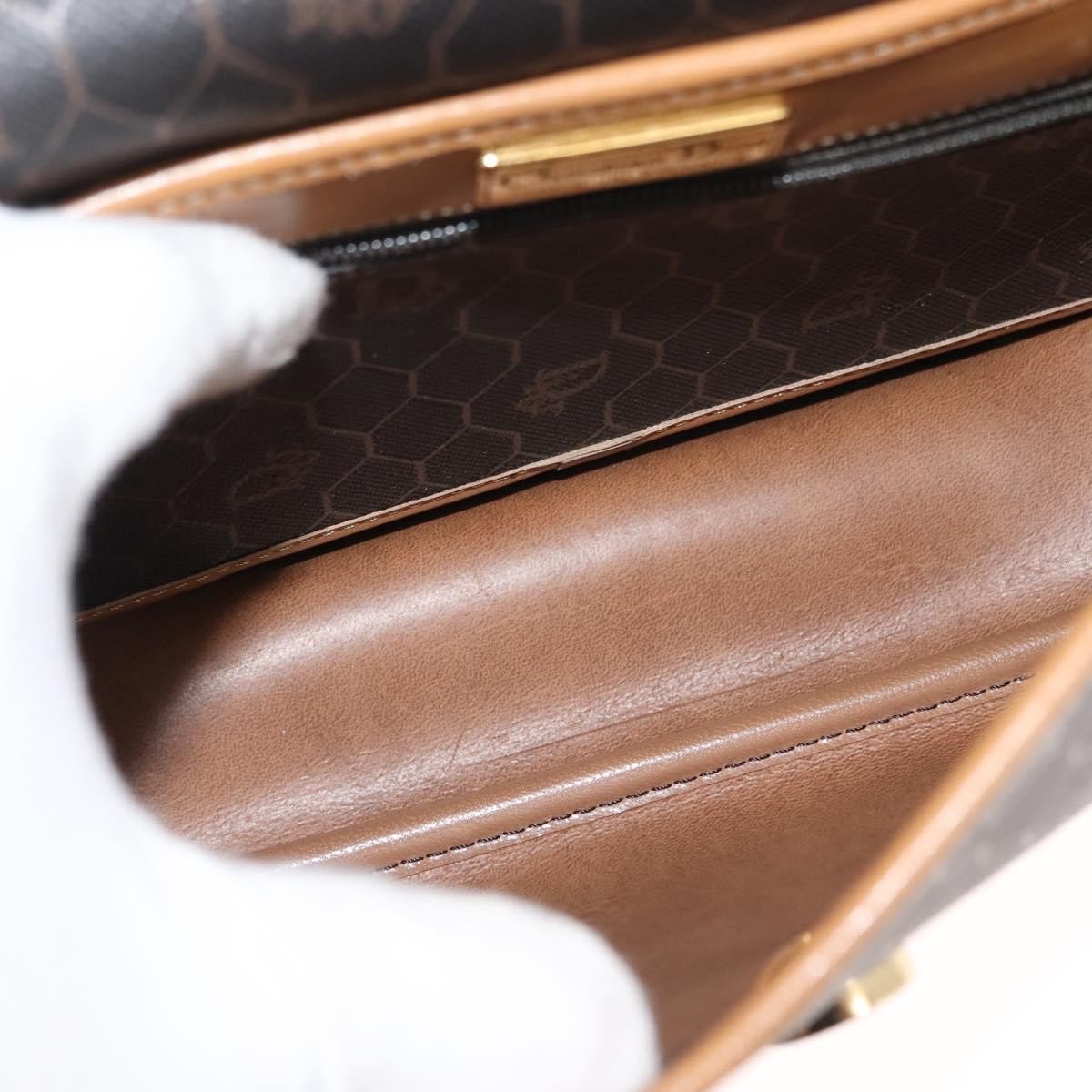 Christian Dior Vintage Honeycomb Shoulder Bag Canvas and Leather, BROWN, CANVAS, Shoulder bag