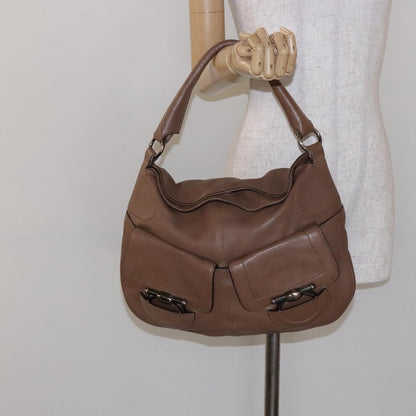 Salvatore Ferragamo Vintage Handbag Leather, BROWN, LEATHER, Handbag