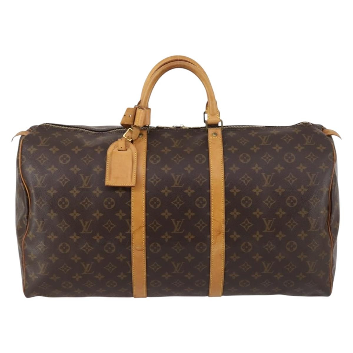 Louis Vuitton Keepall Bag Monogram Canvas, BROWN, CANVAS, Travel bag