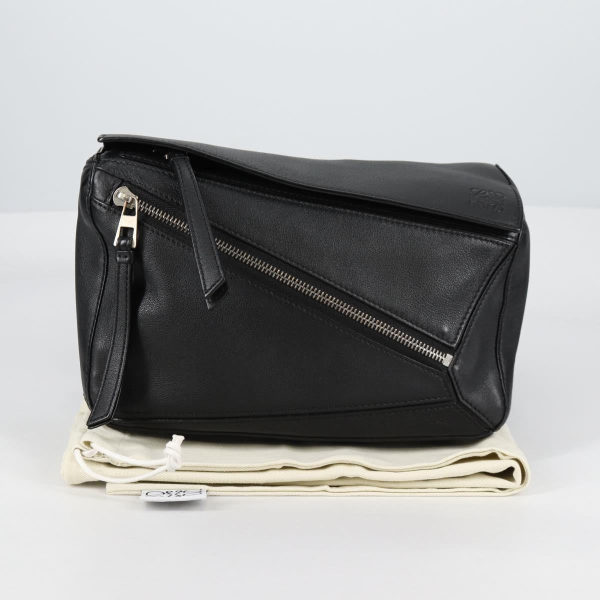 Loewe Puzzle Bumbag Leather, BLACK, LEATHER, Travel bag