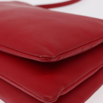 Celine Trio Crossbody Bag Leather, RED, LEATHER, Shoulder bag