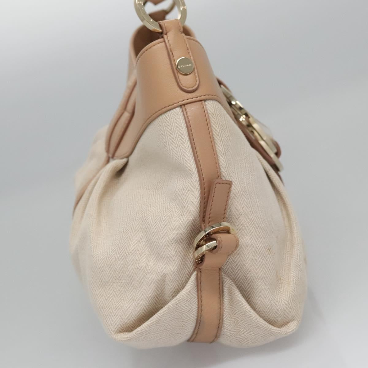 Bvlgari Chandra Hobo Canvas and Leather, BEIGE, CANVAS, Handbag