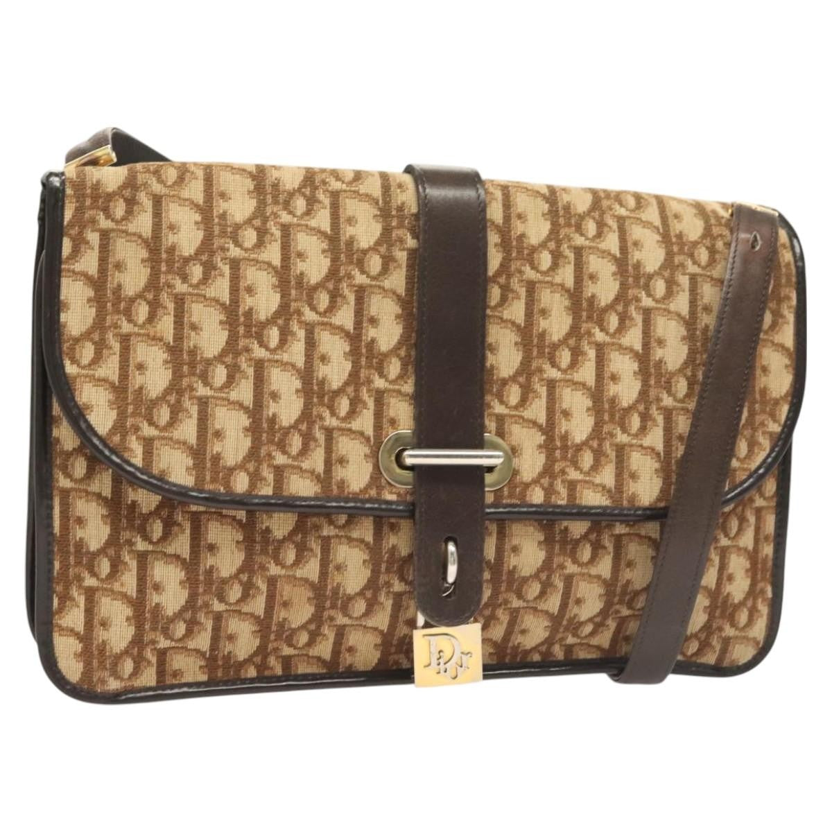 Christian Dior Vintage Trotter Shoulder Bag Canvas, BROWN, CANVAS, Shoulder bag