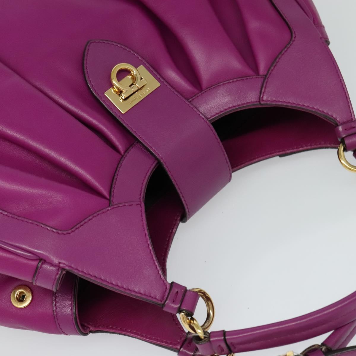 Salvatore Ferragamo Gancini Shoulder Bag Leather, PURPLE, LEATHER, Shoulder bag
