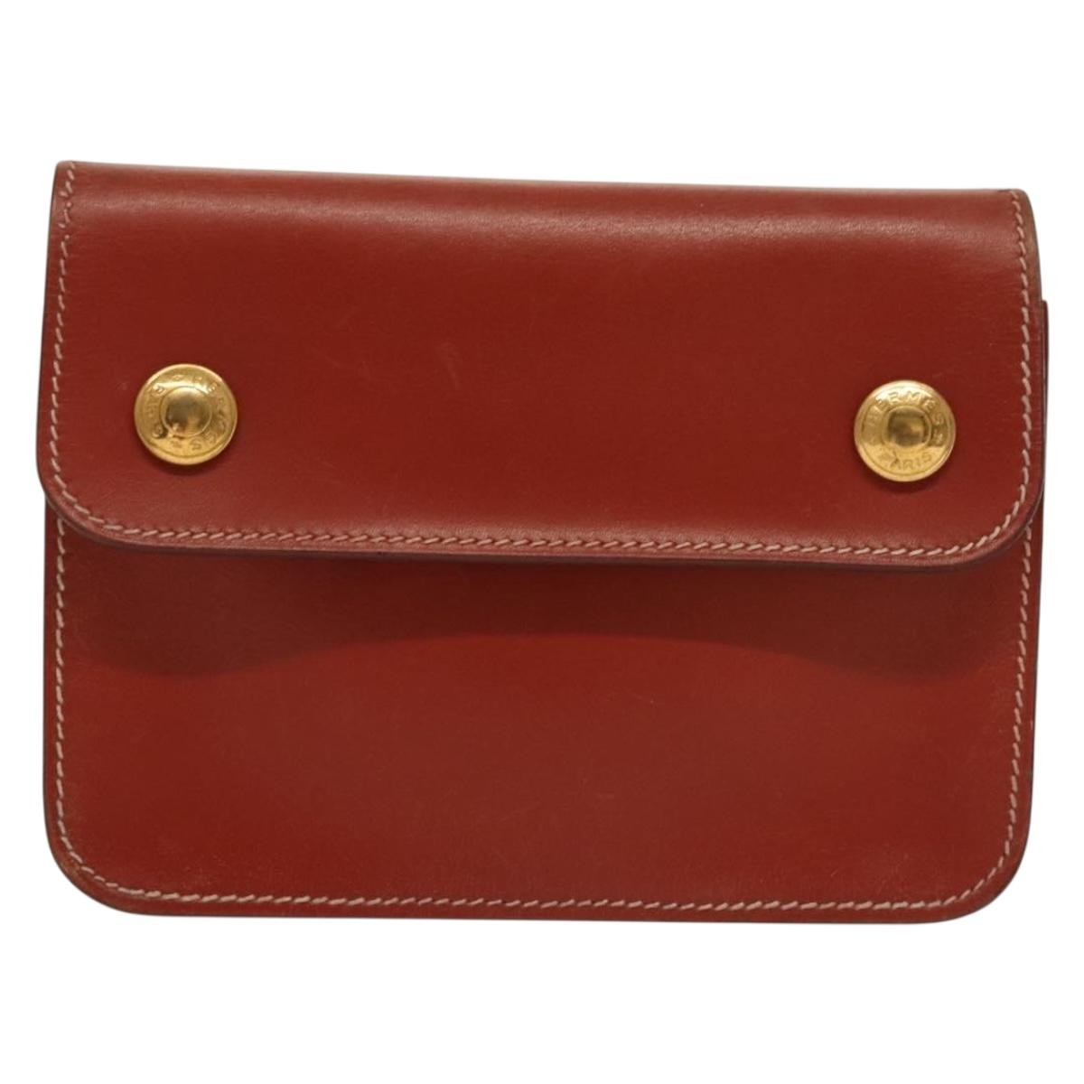 Hermes Pochette Green Waist Bag Leather, BROWN, LEATHER, Clutche & pouche