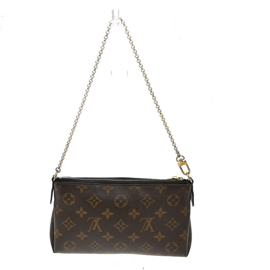 Louis Vuitton Pallas Clutch Monogram Canvas with Leather, BROWN, CANVAS, Clutche & pouche