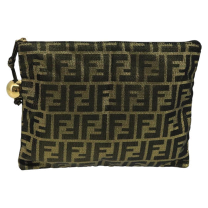 Fendi Vintage Zip Pouch Zucca Canvas, KHAKI, CANVAS, Clutche & pouche