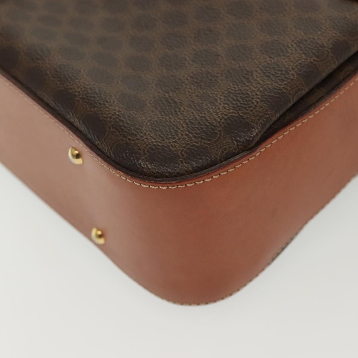 Celine Vintage Convertible Top Handle Bag Macadam Coated Canvas, BROWN, CANVAS, Handbag