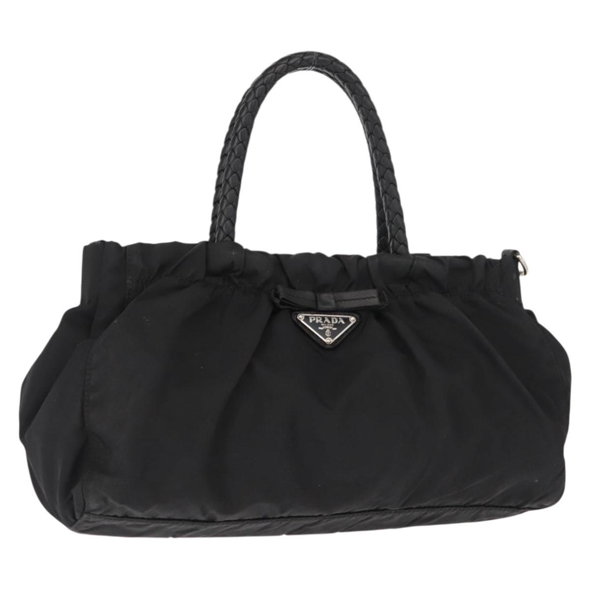 Prada Bow Convertible Tote Tessuto, BLACK, NYLON, Handbag