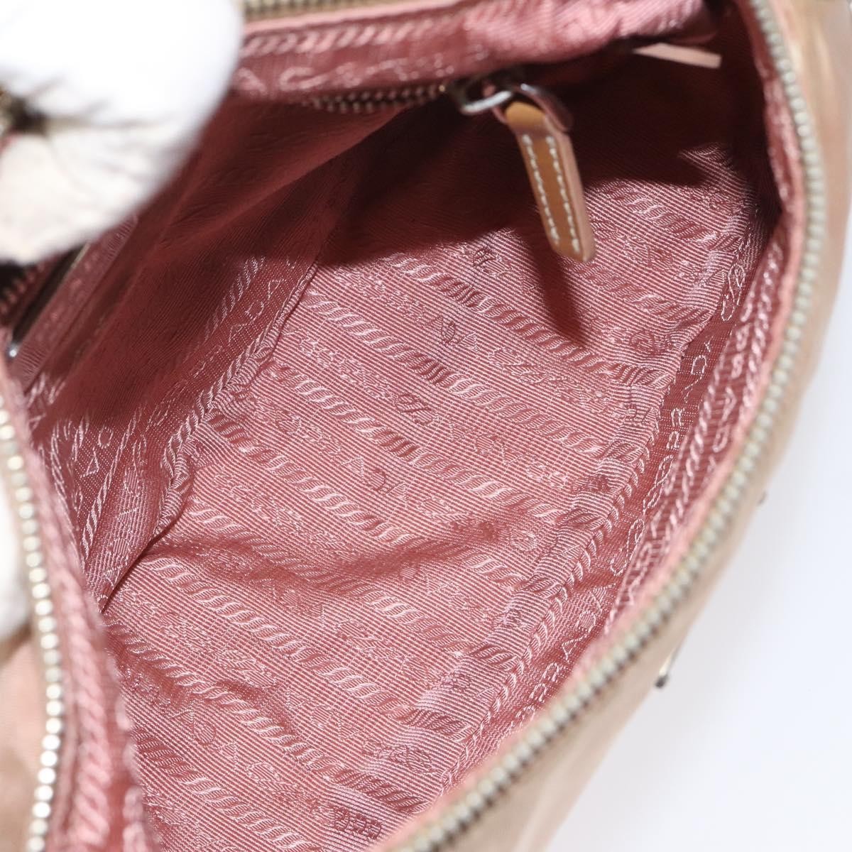 Prada Zip Hobo Tessuto with Leather, BEIGE, NYLON, Shoulder bag