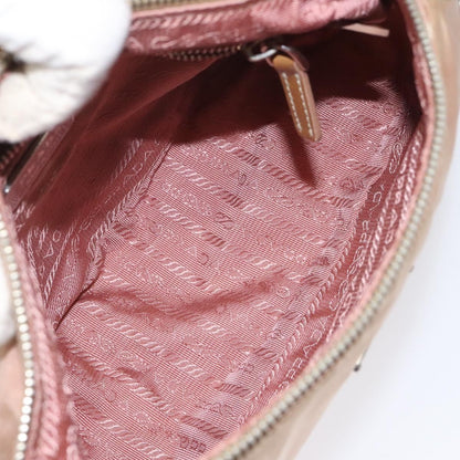 Prada Zip Hobo Tessuto with Leather, BEIGE, NYLON, Shoulder bag