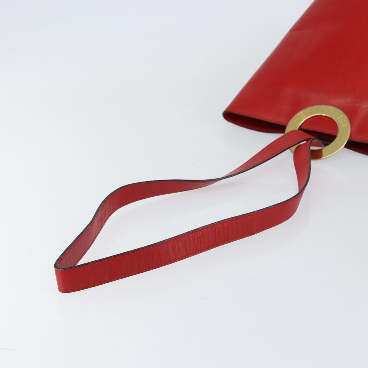 Celine Circle Logo Shoulder Bag Leather, RED, LEATHER, Shoulder bag