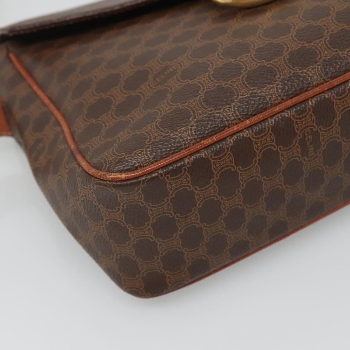 Celine Vintage Macadam Shoulder Bag Canvas and Leather, BROWN, CANVAS, Shoulder bag