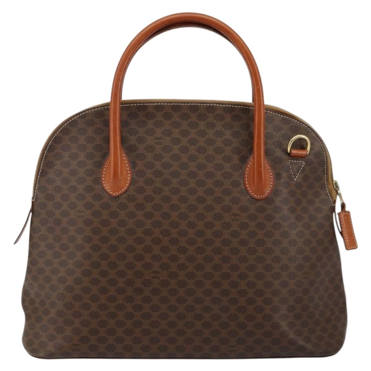 Celine Macadam Handbag Macadam with leather, BROWN, PVC,CANVAS, Handbag