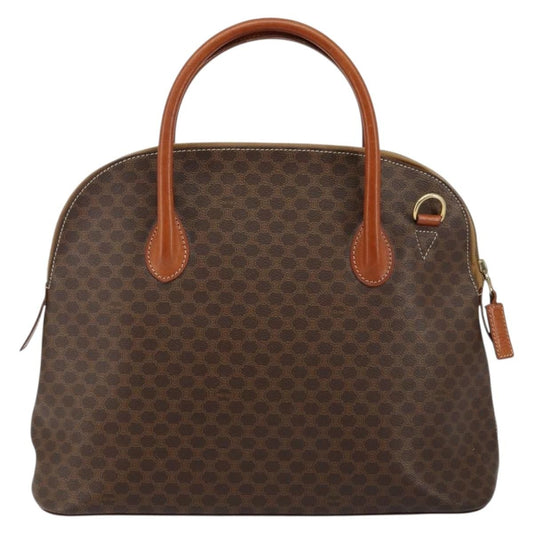 Celine Macadam Handbag Macadam with leather, BROWN, PVC,CANVAS, Handbag