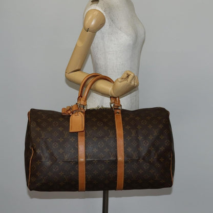 Louis Vuitton Keepall Bag Monogram Canvas, BROWN, CANVAS, Travel bag