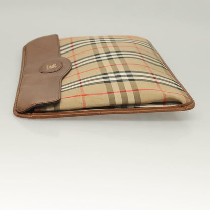 Burberry Nova check Pochette Canvas, BEIGE, CANVAS, Clutche & pouche