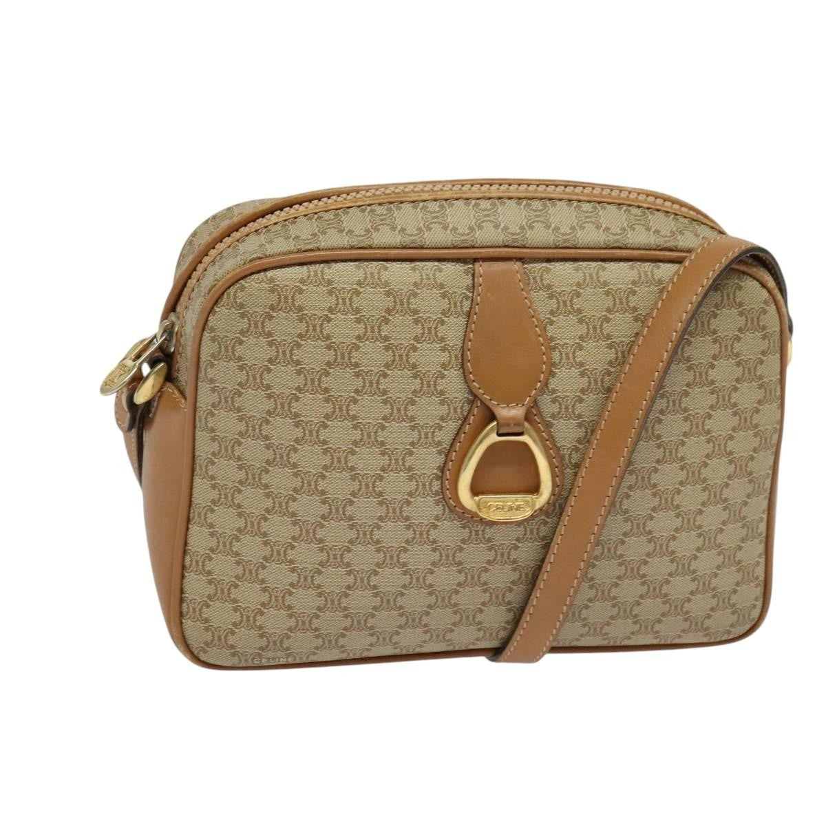 Celine Macadam Shoulder Bag PVC Leather, BEIGE, CANVAS, Shoulder bag