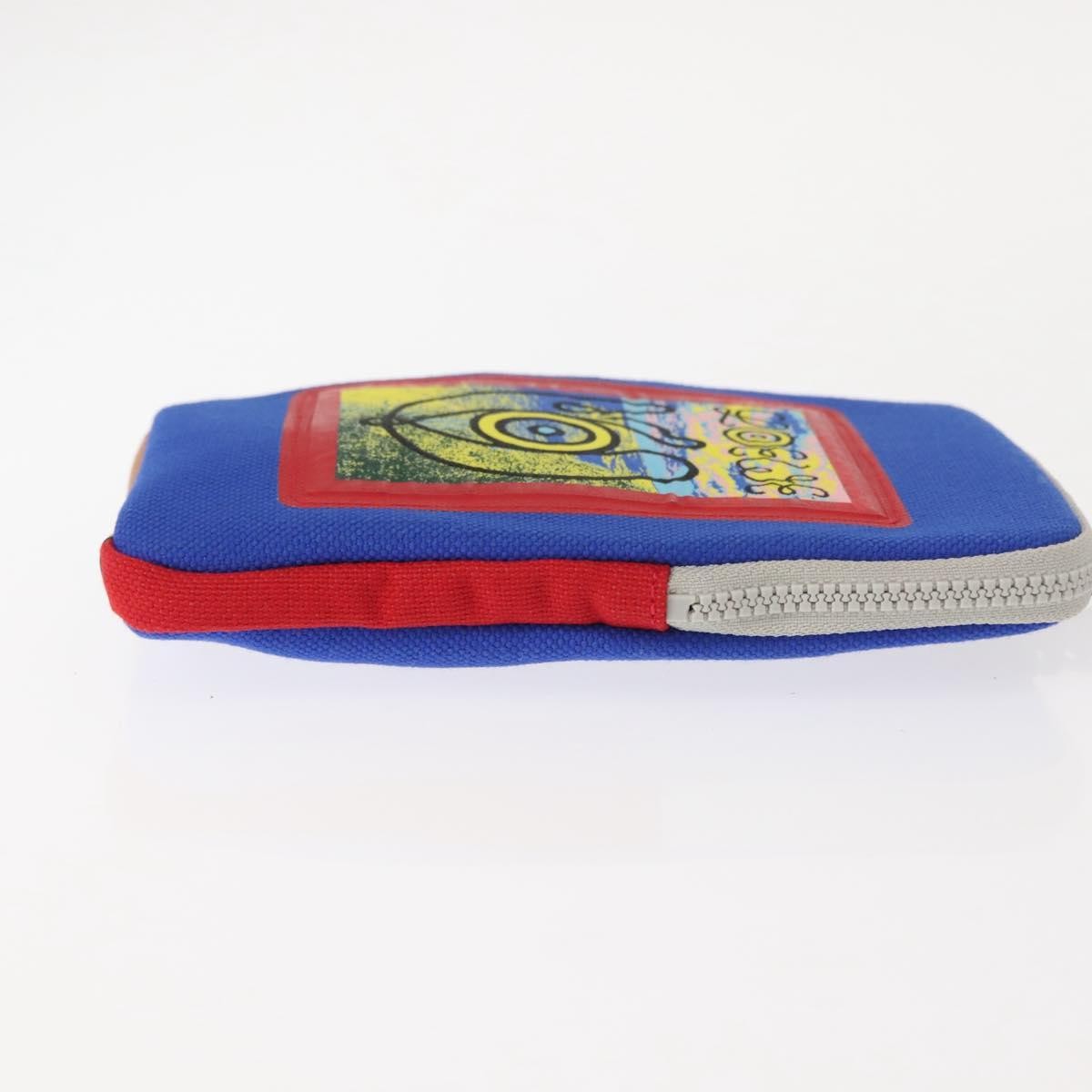 Loewe Eye/Loewe/Nature Zip Neck Pouch Canvas with Applique, BLUE, CANVAS, Clutche & pouche