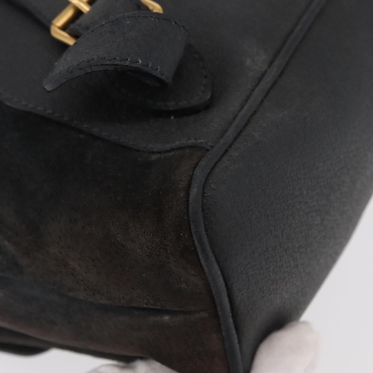 Gucci Vintage Bamboo Backpack Suede, NAVY, SUEDE, Backpack