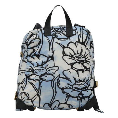 Fendi Baguette Backpack Printed Nylon, BLUE, NYLON, Backpack