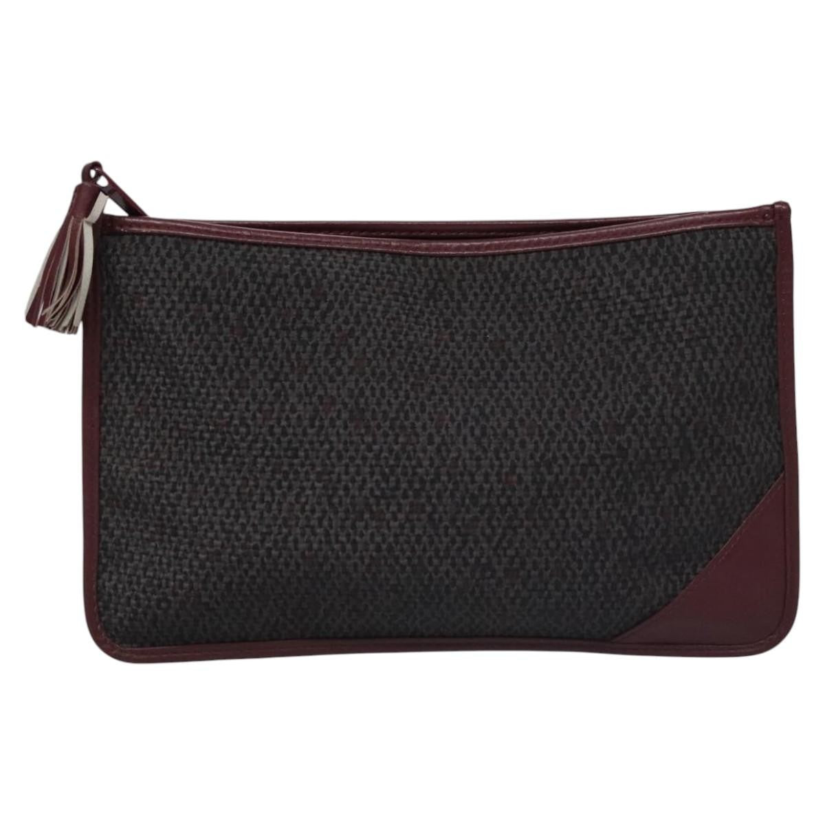 Saint Laurent Zipped Pouch Canvas, GRAY, PVC, Clutche & pouche