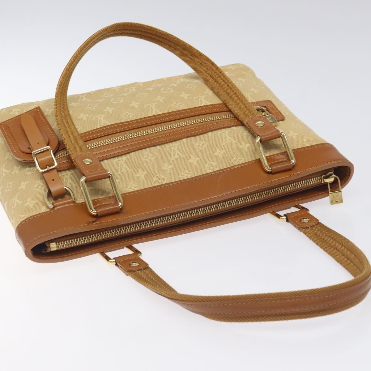 Louis Vuitton Lucille Handbag Mini Lin, BEIGE, CANVAS, Handbag