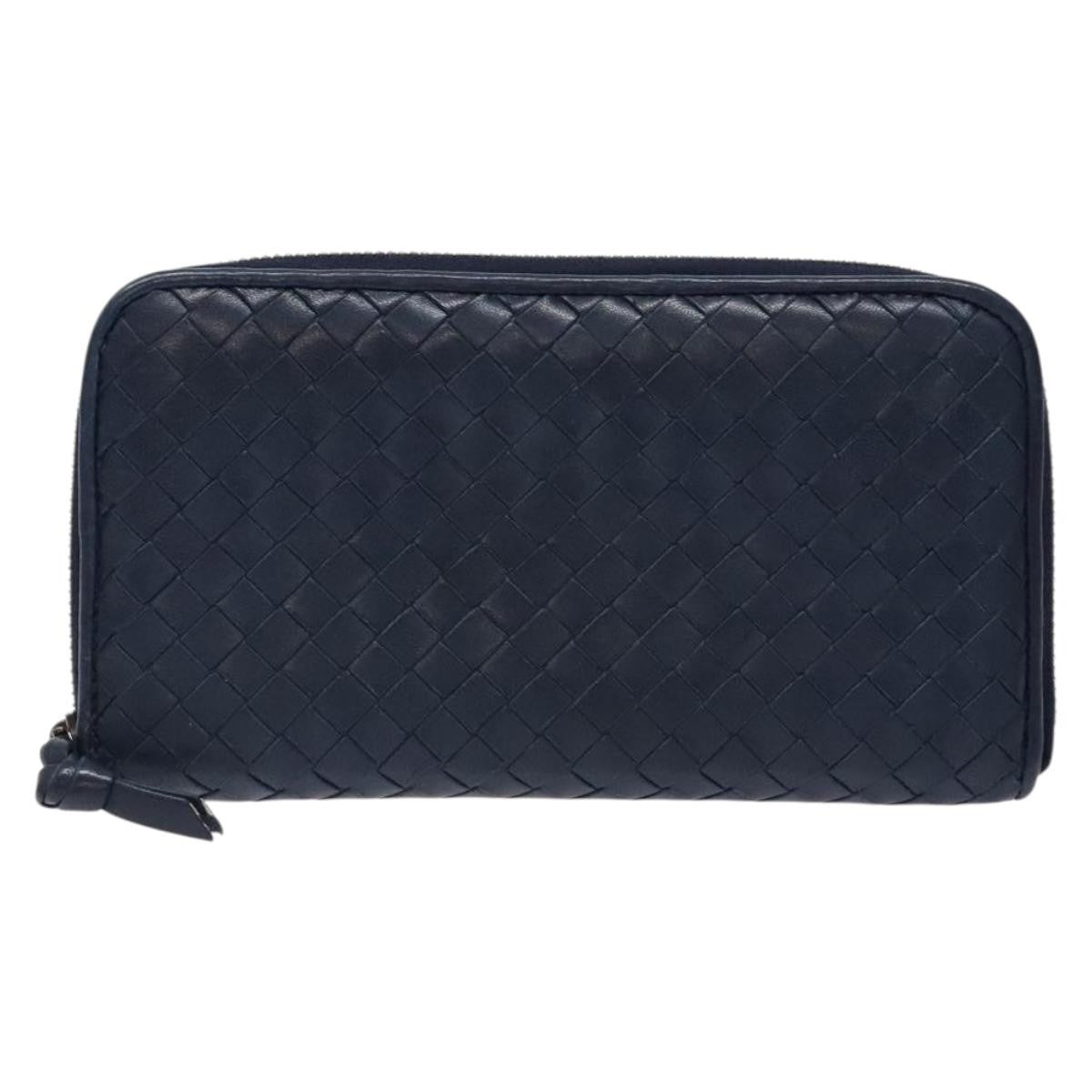 Bottega Veneta Intrecciato Wallet Leather, NAVY, LEATHER, Wallets