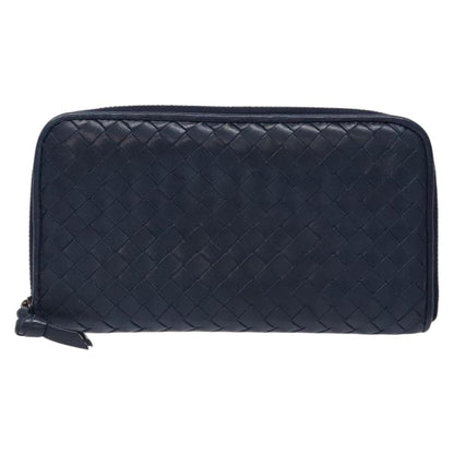 Bottega Veneta Intrecciato Wallet Leather, NAVY, LEATHER, Wallets