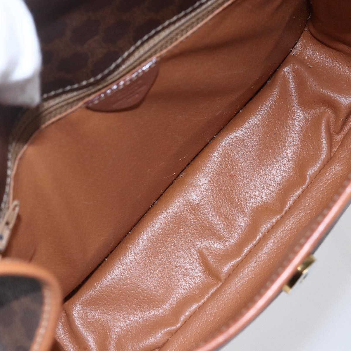 Celine Vintage Macadam Circle Logo Shoulder Bag Canvas and Leather, BROWN, CANVAS, Shoulder bag