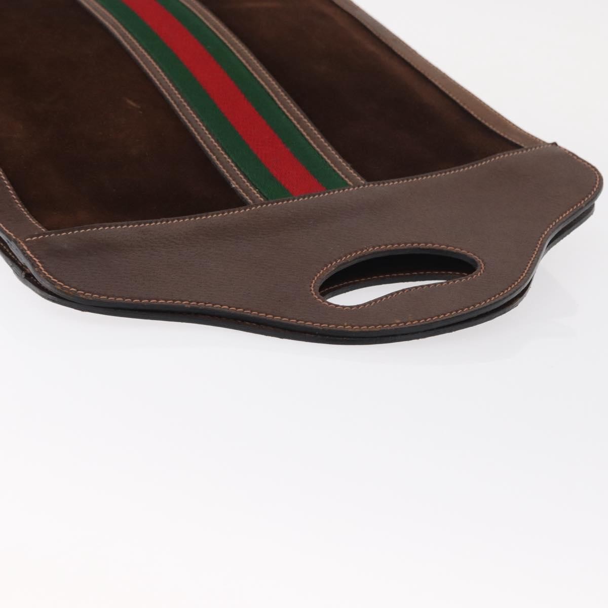 Gucci Vintage Web Sherry Line Handbag Suede, BROWN, SUEDE, Handbag