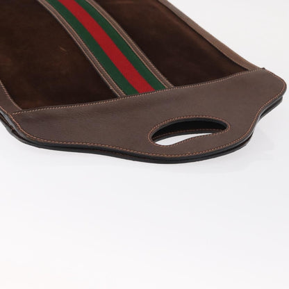 Gucci Vintage Web Sherry Line Handbag Suede, BROWN, SUEDE, Handbag