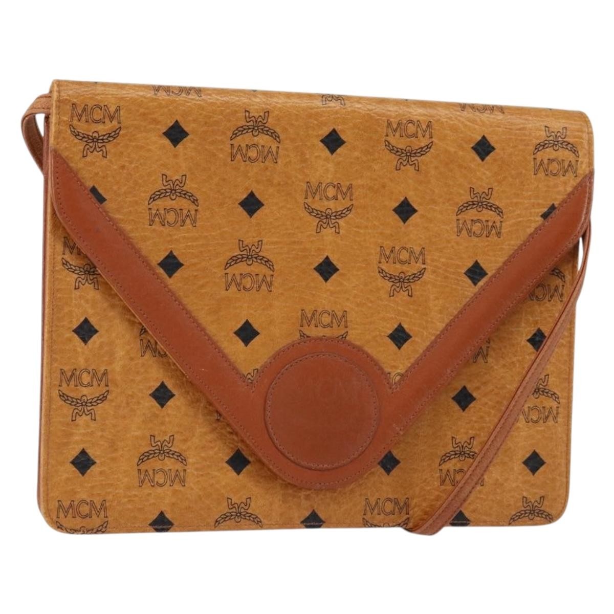 MCM Visetos Shoulder bag Canvas and Leather, BROWN, CANVAS, Shoulder bag