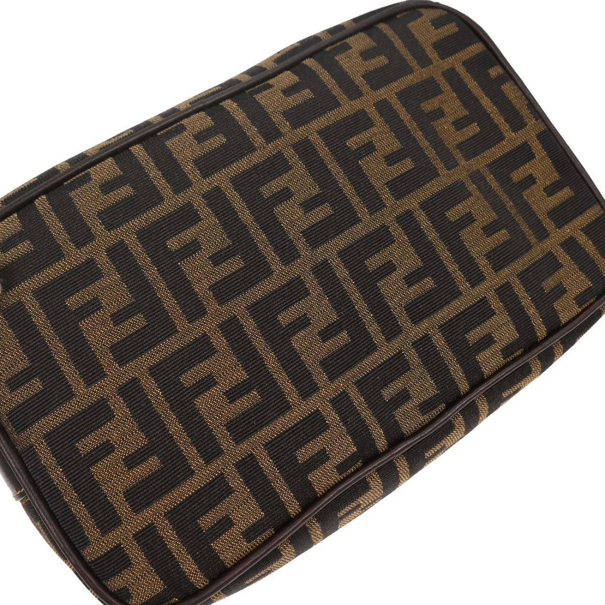 Fendi Vanity Clutch Canvas, BROWN, CANVAS, Handbag