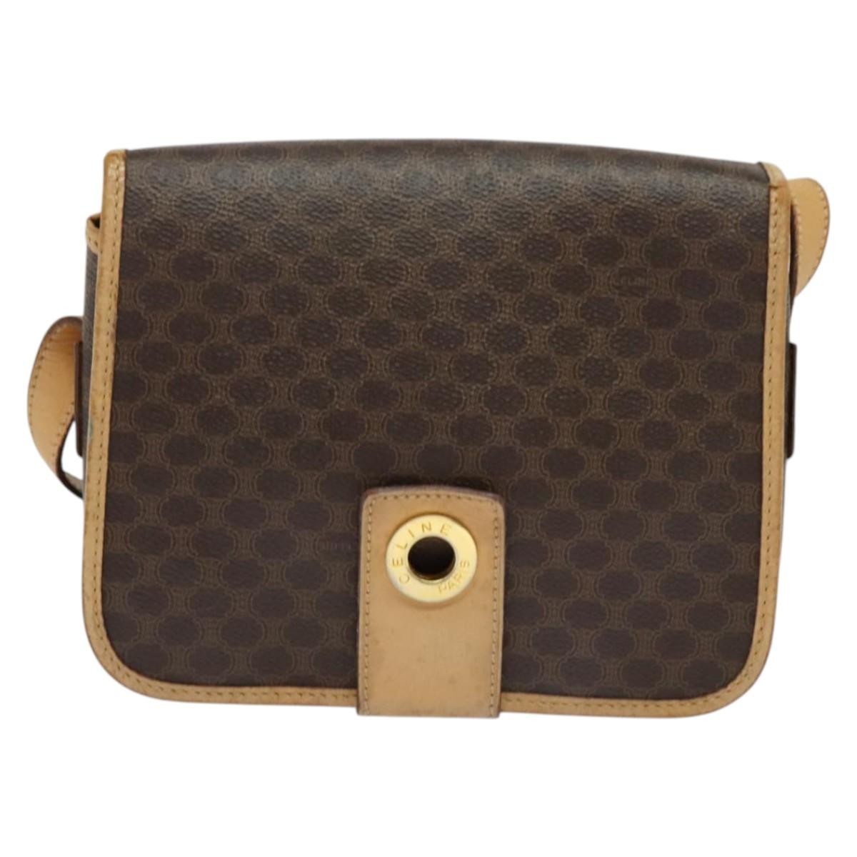 Celine Macadam Shoulder Bag PVC Leather, BROWN, CANVAS, Shoulder bag