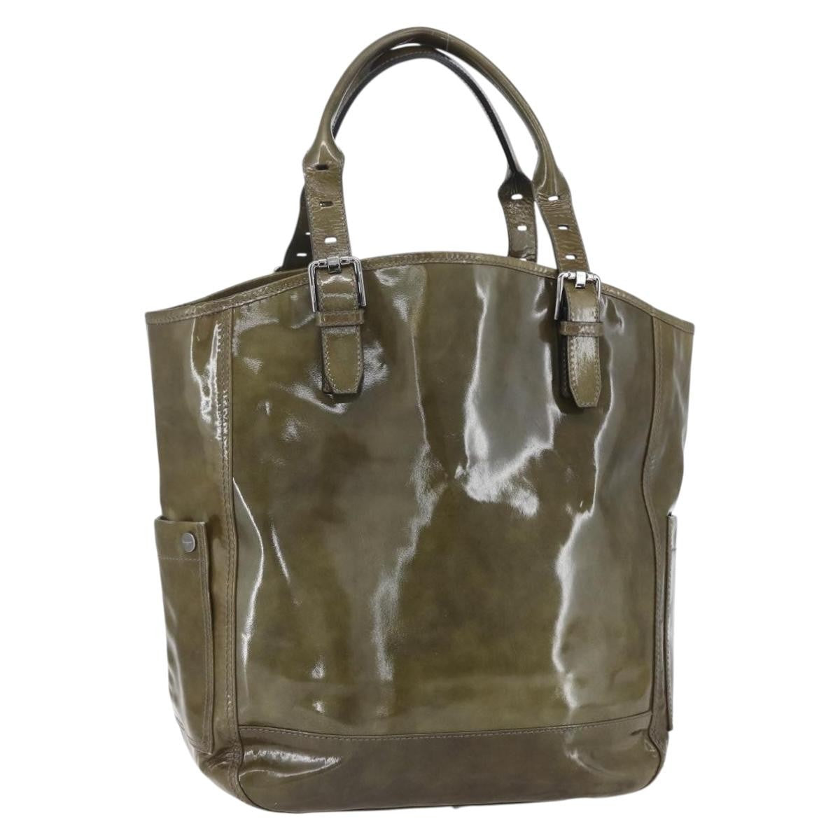 Salvatore Ferragamo Vintage Tote bag Leather, GREEN, PATENT_LEATHER, Tote bag