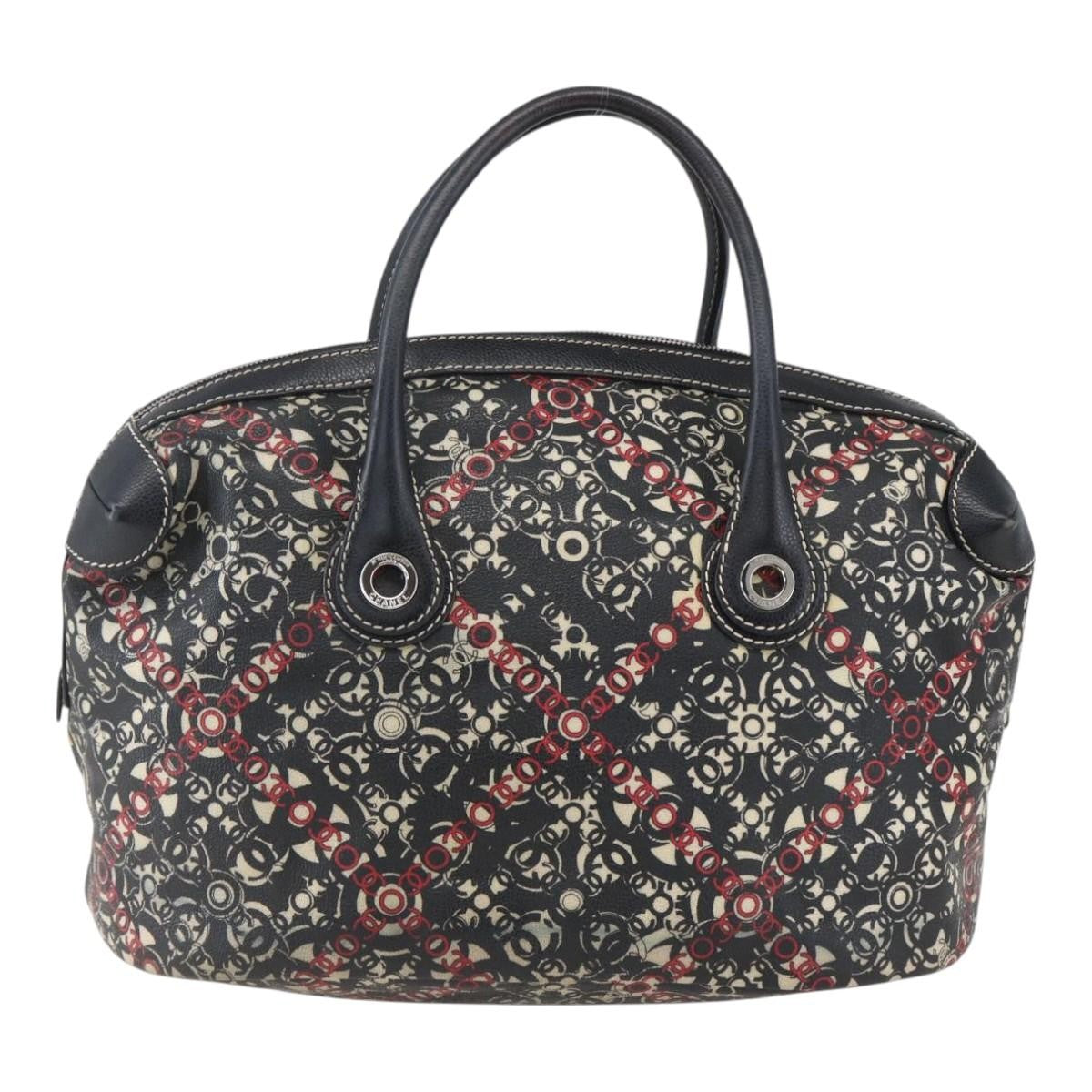 Chanel Optic Coco Bowler Bag Printed Coated Canvas with Caviar, BLACK, PVC, Travel bag