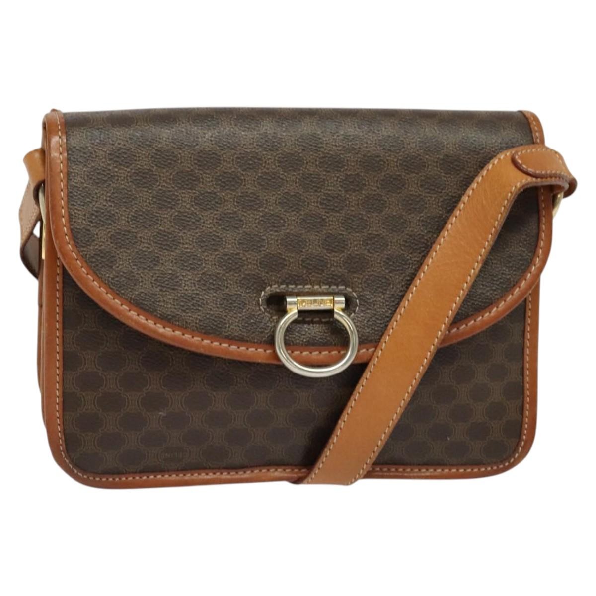 Celine Tricolor Trapeze Bag Leather, BROWN, CANVAS, Handbag