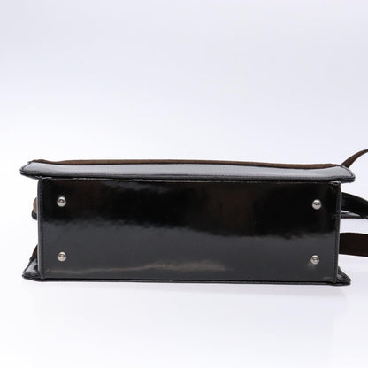 Chanel Vintage Logo Tote Suede, BROWN, SUEDE, Tote bag