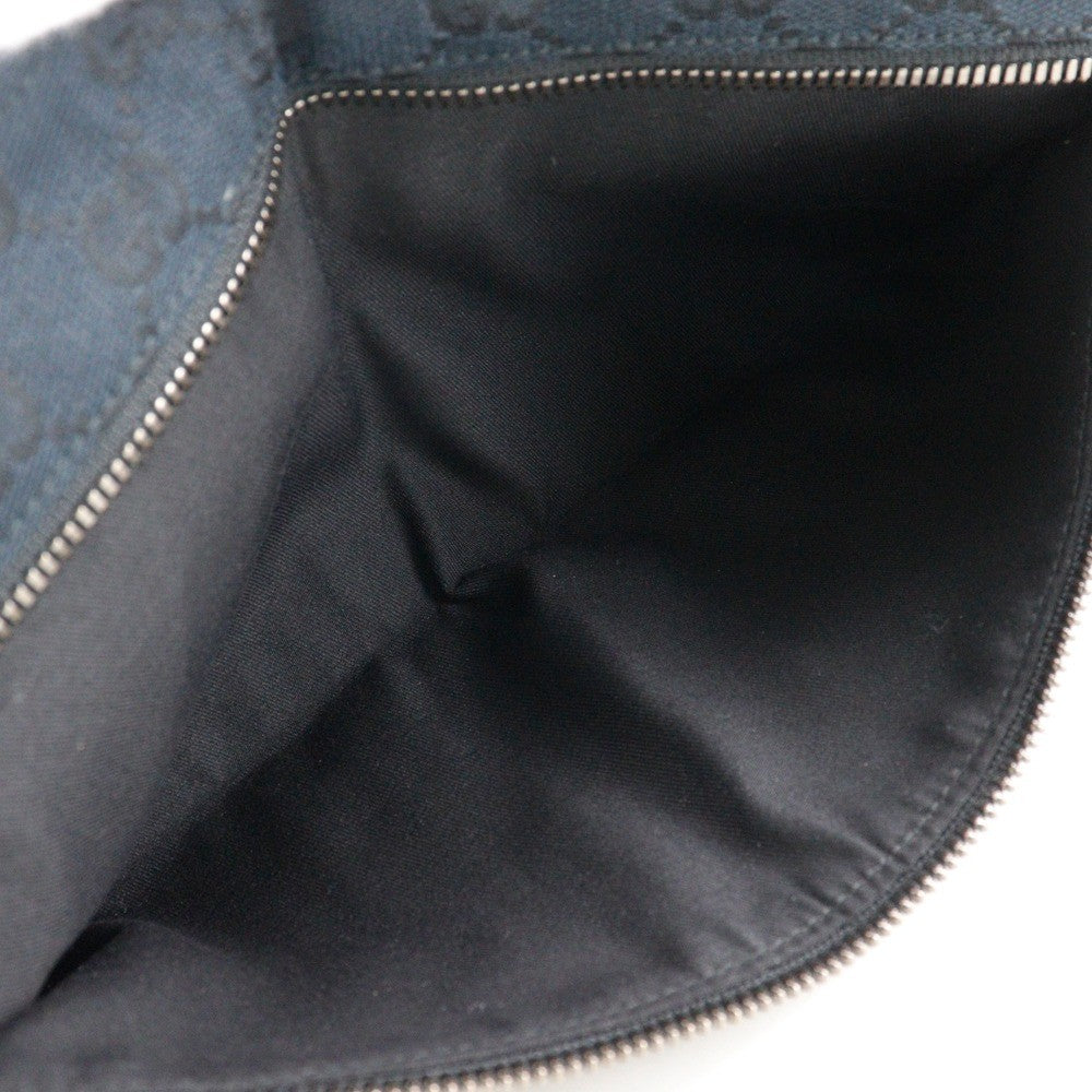 Gucci Vintage Double Belt Bag GG Canvas with Leather, BLACK, CANVAS, Shoulder bag