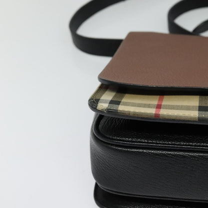 Burberry D-Ring Shoulder Bag Leather with Vintage Check Canvas, BROWN, LEATHER, Shoulder bag