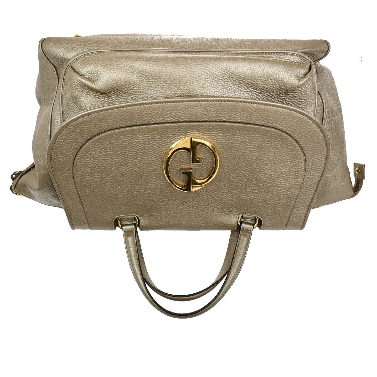 Gucci 1973 Top Handle Bag Leather, GOLD, LEATHER, Handbag