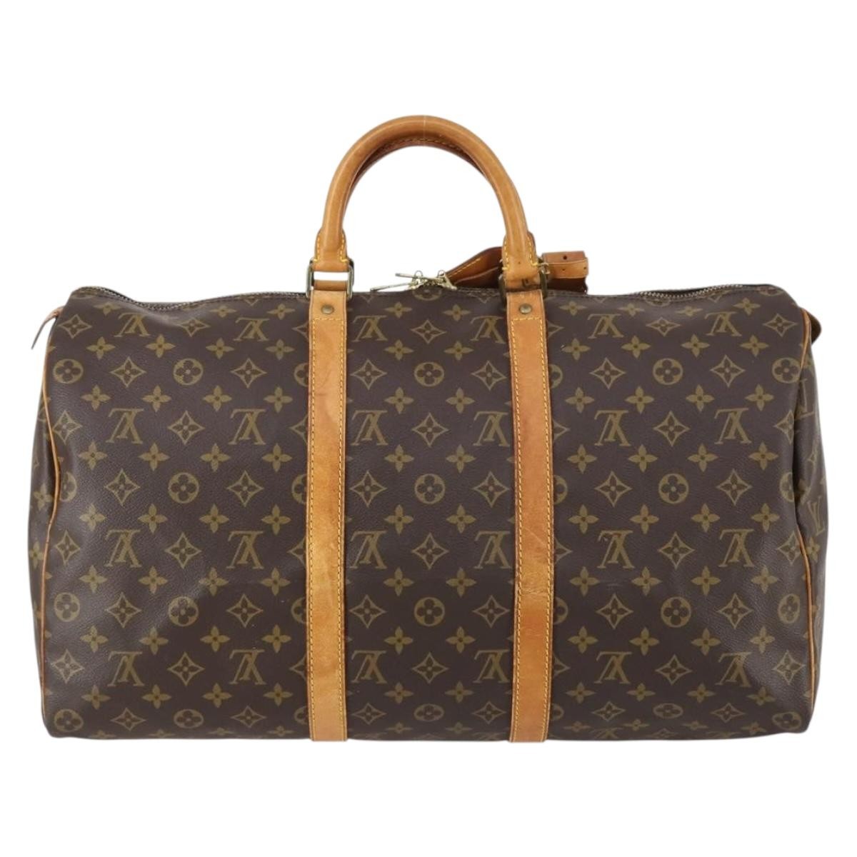 Louis Vuitton Keepall Bag Monogram Canvas, BROWN, CANVAS, Travel bag