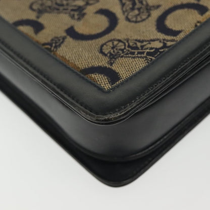 Celine Horse Carriage Shoulder bag Macadam Canvas and leather, NAVY, CANVAS, Shoulder bag