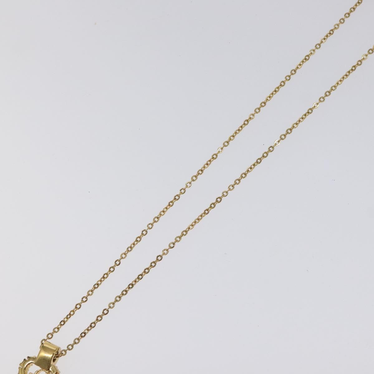 Christian Dior Logo Heart Pendant Necklace Metal with Crystal, GOLD, METAL, Necklace