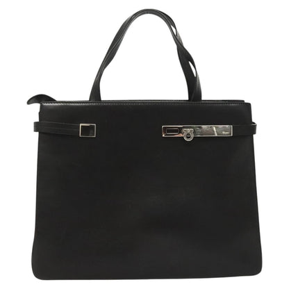 Salvatore Ferragamo Gancini handbag Leather, BLACK, LEATHER, Handbag