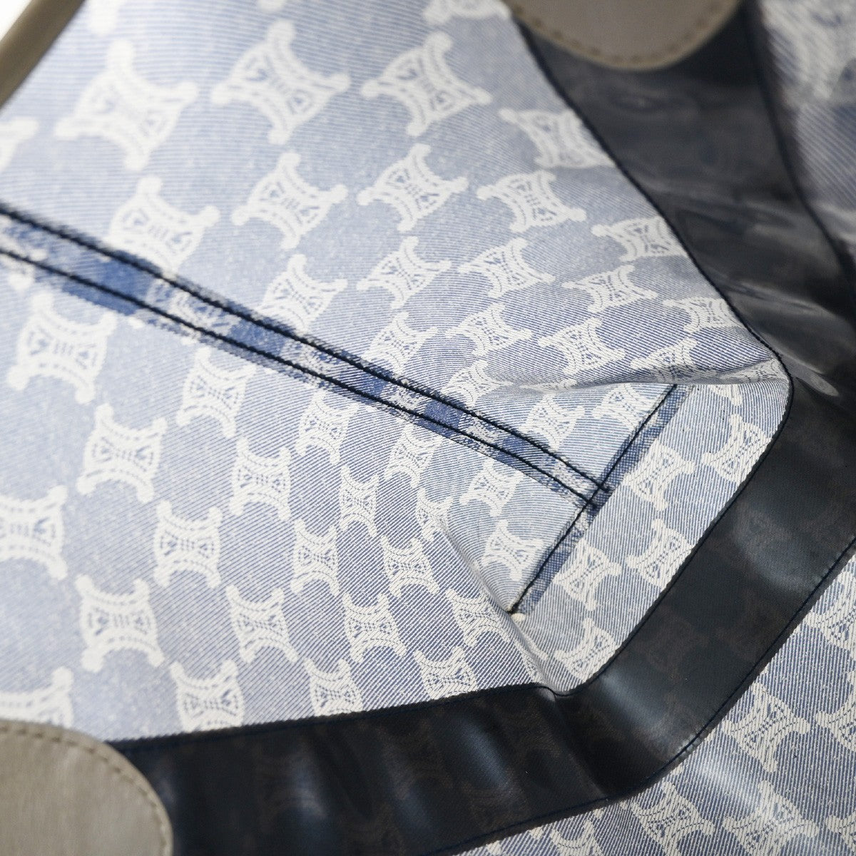 Celine Vintage Macadam Handbag vinyle, BLUE, CANVAS, Handbag