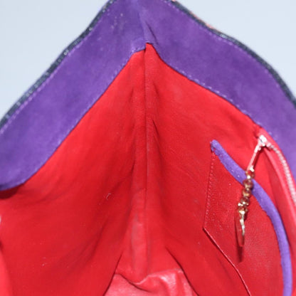 Celine Circle logo Suede and Leather, PURPLE, SUEDE, Shoulder bag