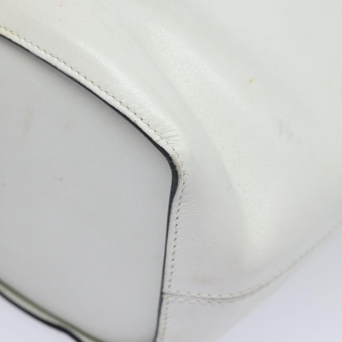 Celine Circle logo Leather, WHITE, LEATHER, Shoulder bag